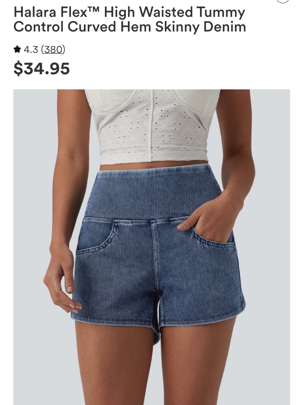 HALARA High Waist Skinny Denim Shorts in Indigo